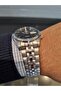 5- Automatic Navy Blue Dial Calendar Steel Bracelet 3 Atm Waterproof Men Wristwatch - 5
