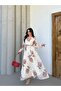 Floral Belted Double-Breasted Collared Lined Chiffon Dress - 5