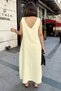 Women's Yellow Slit V-Neck Muslin Dress - 700-3419 - 6