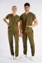 Khaki Dr. Greys Model Lycra Nurse Uniform Unisex Bat Sleeve Doctor Scrubs Hospital Suit - 3