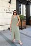 Women's Khaki Slit V-Neck Muslin Dress - 700-3419 - 3