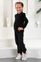 Crew Neck Long Sleeve Black Color Girl's Tracksuit Set - 2
