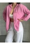 Women's Pink Muslin Fabric Oversize Shirt - 2