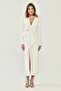 Midi Evening Dress with Cut-Out Detail Collar and Slit Front