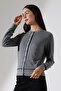 Raye Women's Soft Textured Ribbed Crew Neck Buttoned Long Sleeve Knitted Cardigan - Smoked - 3