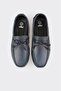 Navy Blue Leather Men's Casual Shoes - 4