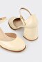Ecru Leather Women's Heeled Shoes - 4