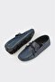 Navy Blue Leather Men's Casual Shoes - 3