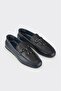 Navy Blue Leather Men's Casual Shoes - 2