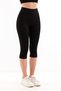 Women's Black High Waist Slimming Below Knee Capri Leggings - 2