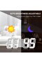 ساعة حائط رقمية LED مع جهاز تحكم عن بعد، بيضاء، 42×15 سم - 5