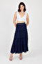 Maxi Length Skirt with Elastic Waist and Fold Detail - 6
