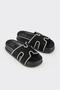 Black Leather Women's Sports Slippers - 2