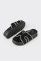Black Leather Women's Sports Slippers - 3