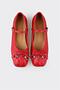 Red Leather Women's Casual Shoes - 4