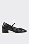Black Leather Women's Heeled Shoes