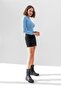 Baby Blue Long Sleeve Ribbed Blouse Crop Knitted T-shirt - 8