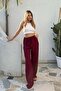 Burgundy Linen Blended Loose Cut Trousers - 4