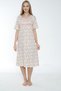 Women's Plus Size Floral Patterned 100% Cotton Short Sleeve Nightgown / Cream - Pink 523 - 2