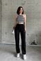Black Wrinkle High Waist Elastic Trousers - 5