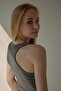 Women's Anthracite Corded T-shirt Halter Neck Knitted Undershirt - 3
