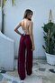 Burgundy Linen Blended Loose Cut Trousers - 8