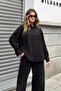 Black Linen Blended Oversize Shirt - 6