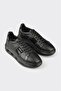 Black Leather Men's Sports Shoes - 2