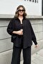 Black Linen Blended Oversize Shirt - 3