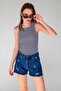 Women's Black Striped Ribbed Halter Neck Sleeveless Undershirt - 3