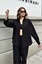 Black Linen Blended Oversize Shirt - 4