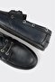 Navy Blue Leather Women's Casual Shoes - 5