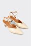 Ecru Leather Women's Heeled Shoes - 2