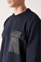 Men's Navy Blue Crew Neck Pocket Detailed Sweatshirt A22Y1007 - 2