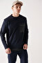 Men's Navy Blue Crew Neck Pocket Detailed Sweatshirt A22Y1007 - 3