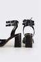 Black Leather Women's Heeled Sandals - 4