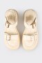 Beige Leather Women's Wedge Heel Sandals - 4