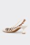 Ecru Leather Women's Heeled Shoes - 3