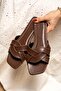 Kaizen Bitter Brown Knitted Detailed Flat Women's Slippers - 2
