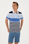 Men's Regular Fit Polo Neck Indigo T-Shirt 50300046-Vr028 - 3
