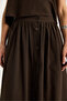 Women's Bitter Coffee Strap Short Blouse Button Detailed Flared Long Skirt Linen Top and Bottom Set 9322 60281055 - 6
