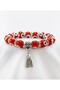 Red Handmade Glass Evil Eye Beaded Tassel Bracelet, Gift Evil Eye Beaded Bracelet