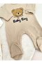 Baby Boy Organic Cotton 2-Piece Jumpsuit Set 4 Pieces Natural Teddy Bear Patterned Baby Boy with Hat - 5