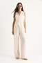 Women's Cream High Waist Trousers and Vest Lined Bottom-Top Set 9257 60281047 - 2
