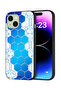 غطاء حماية لجهاز Apple iPhone 15 بتصميم شبكة أيقونات سداسية الشكل من Honeycomb