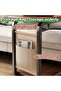 C Shaped End Table, Side Table with Metal Frame, End Table TV Tray, Sofa Table WIth Rolling Casters, - 4