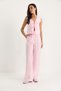 Women's Powder Pink Tie-Up Vest High Waist Loose Pants Modal Bottom-Top Set 9358 60281071 - 2