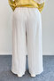 Lined Crashed Modal Wide Leg Palazzo Trousers with Elastic Waist - White - 5