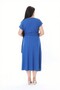 Women's Plus Size Indigo Wrinkle Fabric Wrap Dress with Buckle Waist 65N38314 - 3