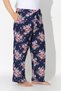 Women's Plus Size Navy Blue Colored Floral Pattern Loose Bottom Home Wear